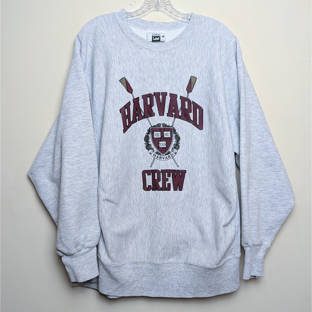 Harvard Crew Rowing Vintage Lee Crewneck Sweatshirt NCAA College Reverse Large
